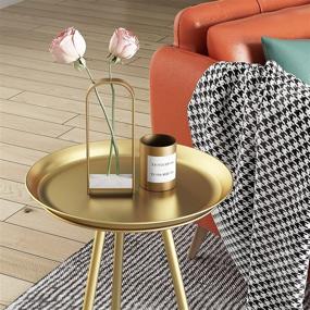 img 2 attached to 🌼 Easy Assembly CHISHUO Side Table: Modern Round Metal Coffee/Tea/Flower End Table for Living Room, Bedroom, and Balcony. Perfect Home Decoration (17.2x21.4 inches) in Golden.