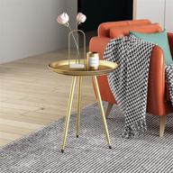 🌼 easy assembly chishuo side table: modern round metal coffee/tea/flower end table for living room, bedroom, and balcony. perfect home decoration (17.2x21.4 inches) in golden. logo