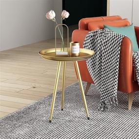 img 4 attached to 🌼 Easy Assembly CHISHUO Side Table: Modern Round Metal Coffee/Tea/Flower End Table for Living Room, Bedroom, and Balcony. Perfect Home Decoration (17.2x21.4 inches) in Golden.