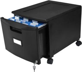 img 1 attached to 🗄️ Storex Plastic 1-Drawer Mobile File Cabinet with All-Steel Lock and Key, Black - Organize Your Documents with Ease!