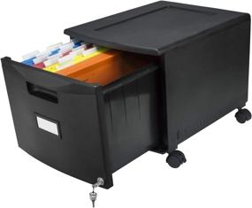 img 2 attached to 🗄️ Storex Plastic 1-Drawer Mobile File Cabinet with All-Steel Lock and Key, Black - Organize Your Documents with Ease!