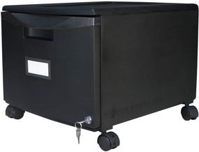 img 4 attached to 🗄️ Storex Plastic 1-Drawer Mobile File Cabinet with All-Steel Lock and Key, Black - Organize Your Documents with Ease!