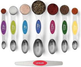 img 4 attached to Magnetic Measuring Spoons Set - Dual Sided Stainless Steel - Fits in Spice Jars - Set of 8 - For Dry and Liquid Ingredients - Oil, Salt, and Sauce Measuring Tool