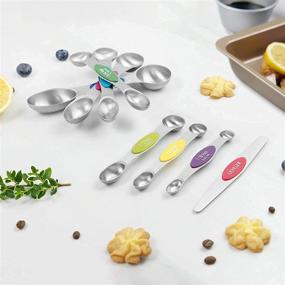 img 3 attached to Magnetic Measuring Spoons Set - Dual Sided Stainless Steel - Fits in Spice Jars - Set of 8 - For Dry and Liquid Ingredients - Oil, Salt, and Sauce Measuring Tool