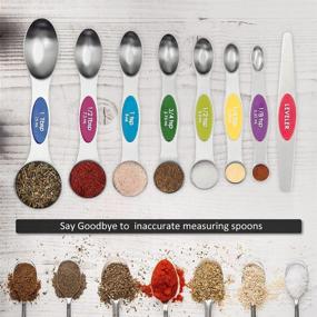 img 2 attached to Magnetic Measuring Spoons Set - Dual Sided Stainless Steel - Fits in Spice Jars - Set of 8 - For Dry and Liquid Ingredients - Oil, Salt, and Sauce Measuring Tool