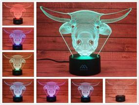 img 4 attached to Cattle 3D Night Light: Stylish LED Touch Table Lamp with 7 Color Options, Energy Efficient & Perfect Home Decoration Gift