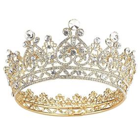 img 4 attached to 👑 Makone Gold Crowns and Tiaras: Hair Accessories for Women - Ideal for Birthday, Wedding, Prom, Bridal Party, Halloween Costume, Christmas Gifts