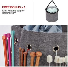 img 2 attached to 🧶 HOMEST XL Yarn Storage Tote Bag with 6 Oversized Grommets for Tangle-Free Knitting and Crochet Organization - Large Craft Supplies Organizer with Drawstring Closure in Grey (Patent Design)