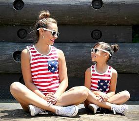 img 2 attached to Xuuly Baby Girl Fourth of July Family Clothes: Stars and Stripes Vest T-Shirt Top - Perfect One Piece Outfit!