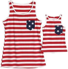 img 3 attached to Xuuly Baby Girl Fourth of July Family Clothes: Stars and Stripes Vest T-Shirt Top - Perfect One Piece Outfit!