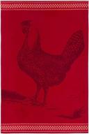 🧣 coucke french cotton jacquard towel, red rousse rouge, 20" x 30" - hen poule logo