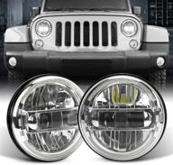 🚘 latest dot approved 7-inch round led headlights with drl for jeep wrangler jk jku tj lj jl hummer h1 h2 (silver) logo