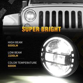 img 2 attached to 🚘 Latest DOT Approved 7-Inch Round LED Headlights with DRL for Jeep Wrangler JK JKU TJ LJ JL Hummer H1 H2 (Silver)