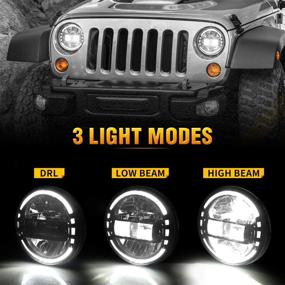 img 3 attached to 🚘 Latest DOT Approved 7-Inch Round LED Headlights with DRL for Jeep Wrangler JK JKU TJ LJ JL Hummer H1 H2 (Silver)