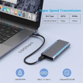 img 3 attached to 🔁 M.2 NVMe SSD Enclosure Adapter Tool-Free, USB C 3.1 Gen 2 10Gbps or Thunderbolt 3, SATA PCIe M-Key(B+M Key), RGB Aluminum Case - UASP Trim, Supports SSD Size 2242/2260/2280