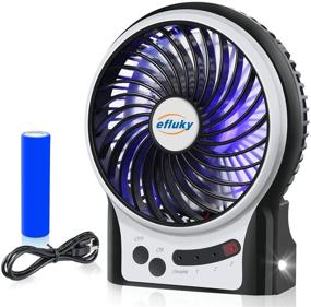 img 4 attached to 🌬️ efluky 3 Speeds Mini Desk Fan with LED Light and 2200mAh Battery, Rechargeable Portable USB Fan Quiet for Home, Office, Travel, Camping, Outdoor, Indoor Use, 4.9-Inch, Black