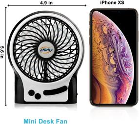 img 3 attached to 🌬️ efluky 3 Speeds Mini Desk Fan with LED Light and 2200mAh Battery, Rechargeable Portable USB Fan Quiet for Home, Office, Travel, Camping, Outdoor, Indoor Use, 4.9-Inch, Black