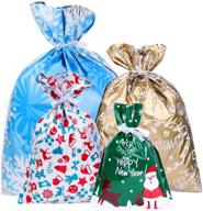 🎁 amosfun рождественские подарочные пакеты с ленточными завязками - 30 шт. праздничные угощения для вечеринки на рождество в 4 размерах. логотип