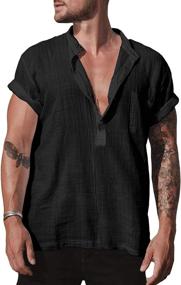 img 4 attached to Makkrom Men's Casual Hippie Sleeve Henley Clothing
