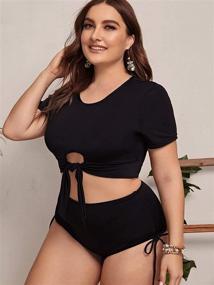 img 1 attached to 👙 SOLY HUX Women's Plus Size Knot Front High Waisted Tankini Swimsuits: Perfect Bathing Suits for Ultimate Style and Comfort