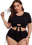 👙 soly hux women's plus size knot front high waisted tankini swimsuits: perfect bathing suits for ultimate style and comfort logo