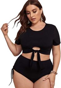 img 4 attached to 👙 SOLY HUX Women's Plus Size Knot Front High Waisted Tankini Swimsuits: Perfect Bathing Suits for Ultimate Style and Comfort