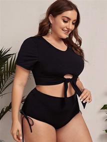 img 2 attached to 👙 SOLY HUX Women's Plus Size Knot Front High Waisted Tankini Swimsuits: Perfect Bathing Suits for Ultimate Style and Comfort