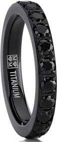 img 4 attached to 💍 Stunning 3MM Ladies Black Titanium Eternity Engagement Band with Black Pave Set Cubic Zirconia – Perfect Wedding Ring Option!