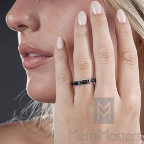 img 1 attached to 💍 Stunning 3MM Ladies Black Titanium Eternity Engagement Band with Black Pave Set Cubic Zirconia – Perfect Wedding Ring Option!