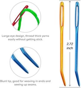 img 1 attached to 🧶 Яркие гнутые иглы для вышивания "Vibrant Bent Tip" - Иглы для вязания из алюминия с большим глазком для шитья и вязания.