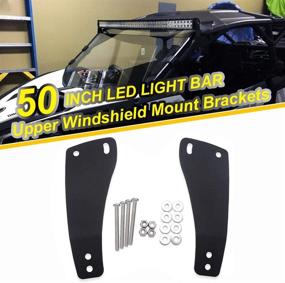 img 3 attached to 🚗 Dasen Front Upper Windshield 50 Inch Curved/Straight LED Light Bar Mount Brackets - Roof Compatible with Can-am Maverick X3 MAX 2017-2021, No Cutting Required