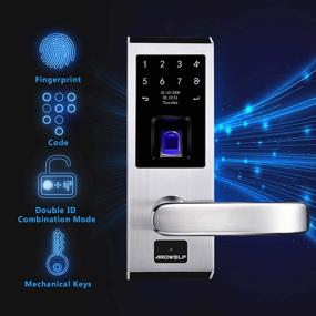 img 1 attached to 🔒 Ardwolf A50 Keyless Entry Door Lock with Right-Handle, Fingerprint Auto-Lock, 304 Stainless Steel Biometric Front Door Locks - Secure your Home, Garage, or Bedroom with Key-pad and Keys