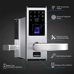 img 2 attached to 🔒 Ardwolf A50 Keyless Entry Door Lock with Right-Handle, Fingerprint Auto-Lock, 304 Stainless Steel Biometric Front Door Locks - Secure your Home, Garage, or Bedroom with Key-pad and Keys