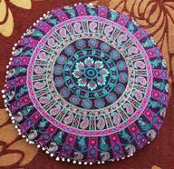 🧘 large round floor pillow cover - bohemian mandala cushion case for hippie decor, yoga seating, throw & floor cushion - 32" pillow cover (no filler included) logo