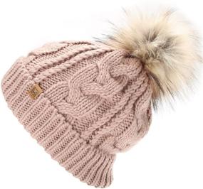 img 3 attached to Stay Cozy and Stylish with MIRMARU Winter Stretchy Knitted FauxPom Girls' Accessories