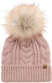 img 4 attached to Stay Cozy and Stylish with MIRMARU Winter Stretchy Knitted FauxPom Girls' Accessories