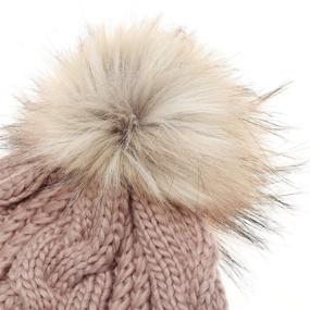 img 1 attached to Stay Cozy and Stylish with MIRMARU Winter Stretchy Knitted FauxPom Girls' Accessories