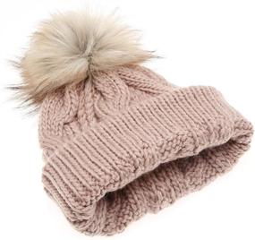 img 2 attached to Stay Cozy and Stylish with MIRMARU Winter Stretchy Knitted FauxPom Girls' Accessories