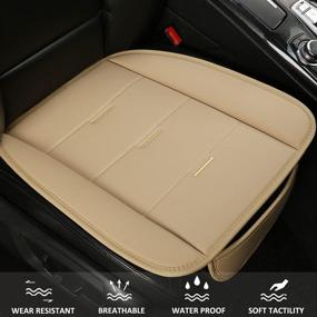 img 3 attached to 🚗 West Llama Car Seat Covers: Full Set of Bottom Seat Protectors for Front and Rear Seats in Beige - Waterproof, Non-Slip, and Wear-Resistant PU Leather