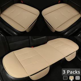 img 4 attached to 🚗 West Llama Car Seat Covers: Full Set of Bottom Seat Protectors for Front and Rear Seats in Beige - Waterproof, Non-Slip, and Wear-Resistant PU Leather