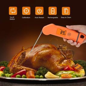 img 2 attached to 🌡️ Versatile Inkbird Instant Read Meat Thermometer: Rechargeable with Rotatable Screen, Backlight, and Waterproof Design - Grill, Smoker, Kitchen, Candy, Baking, and Homebrewing