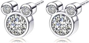 img 4 attached to Sterling Silver Zirconia Earrings: Sparkling Jewelry for Girls