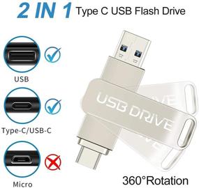 img 1 attached to 512GB USB Flash Drive, 2-in-1 Dual USB Type-C Flash Drive 512GB, Metal Memory Stick for USB-C Smartphones, Tablets, PC
