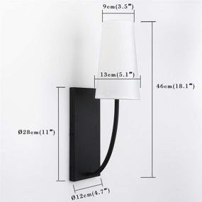 img 3 attached to Yosoan 2-Pack Modern Rustic Wall Sconce with White Long Cone Fabric Textile Lamp Shade, Matte Black Eastern Minimalism Style Lighting Fixture (Black, Long Base)