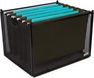 🗄️ hanging file organizer: modern black mesh crate for letter & legal sized folders – home or office file storage solution logo