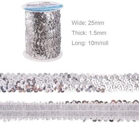 img 3 attached to 💃 OLYCRAFT 11-Yard 1 Inch Elastic Sequin Trim - Shimmering Silver Sequin Ribbon for Dress Embellishment and Headband Accessory