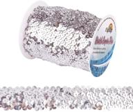 💃 olycraft 11-yard 1 inch elastic sequin trim - shimmering silver sequin ribbon for dress embellishment and headband accessory logo