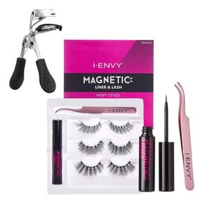 img 4 attached to Enhanced iENVY Magnetic Liner & Lash 👁️ Kit with Eyelash Curler (Featuring Wispy Styles Set)