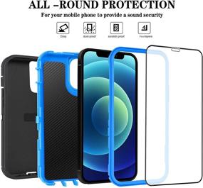 img 2 attached to 📱 AOPULY iPhone 12/12 Pro Case 6.1" - Full Body Rugged Military Grade Cover with 2 Screen Protectors, Shockproof/Drop Proof Protection Phone Case, Black Blue2