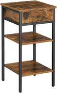 🛋️ vasagle vincyer nightstand, end table with drawer and 2 storage shelves, industrial space-saving side table, tall stand in rustic brown and black - ulet502b01 логотип